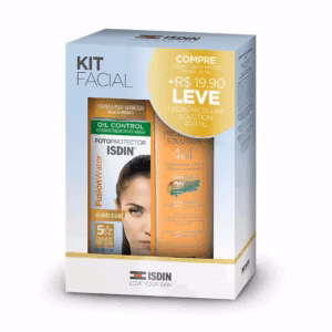Kit Isdin Protetor Solar Facial Fusion Water FPS 60 50ml + Solução Micelar 400ml