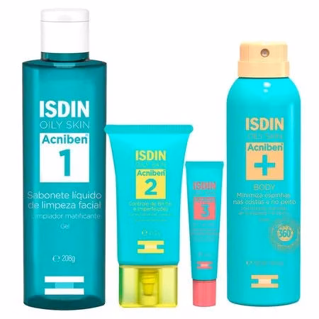 KIT PAGUE 3 LEVE 4 - Líquido Facial + Gel Creme Facial + Spray Corporal Antiacne + Gel Secativo para Espinhas Kit
