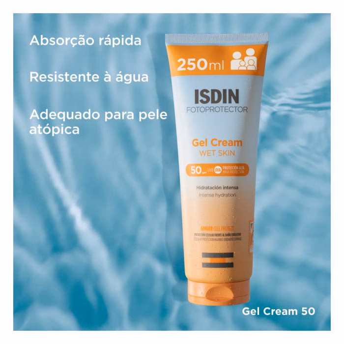 Isdin Fotoprotetor Gel Creme Solar Wet Skin FPS 50 250ml - Image 3