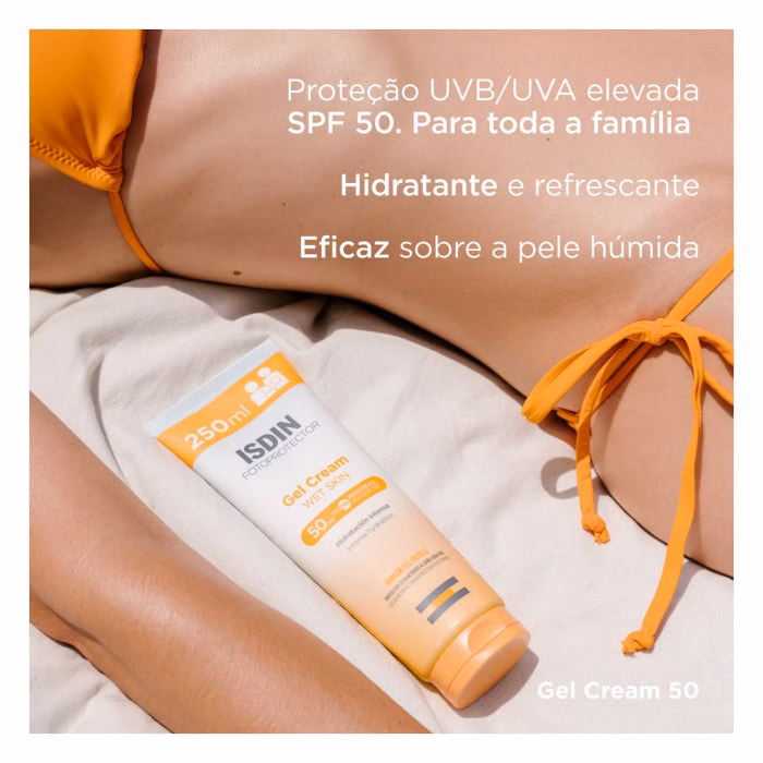 Isdin Fotoprotetor Gel Creme Solar Wet Skin FPS 50 250ml - Image 2